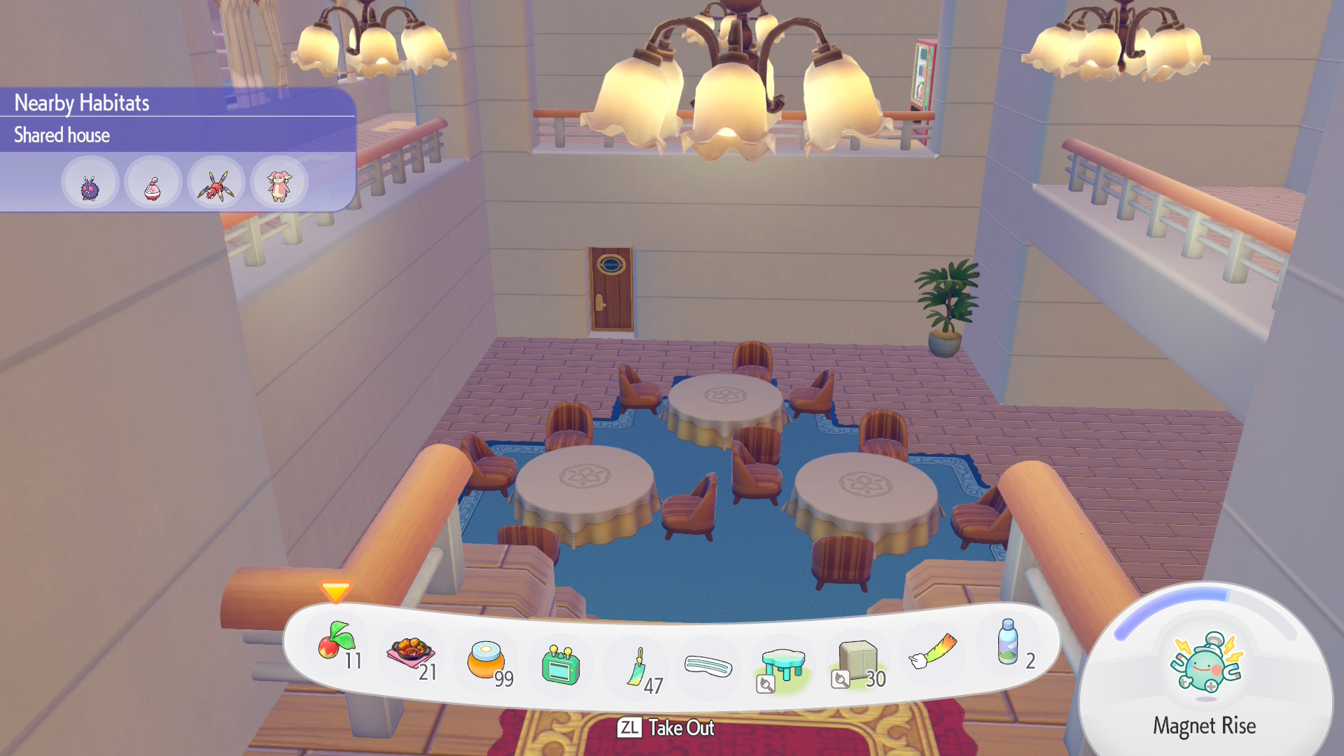 Interior view of the passenger dining hall